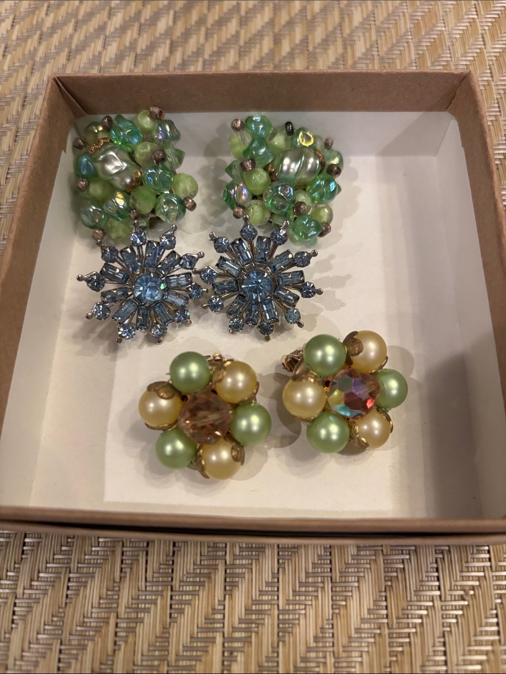 Three-Pair vintage Women's Clip-On Earrings